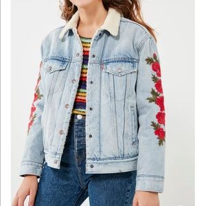 Levi’s Sherpa Lined Denim Jacket with Rose Detail